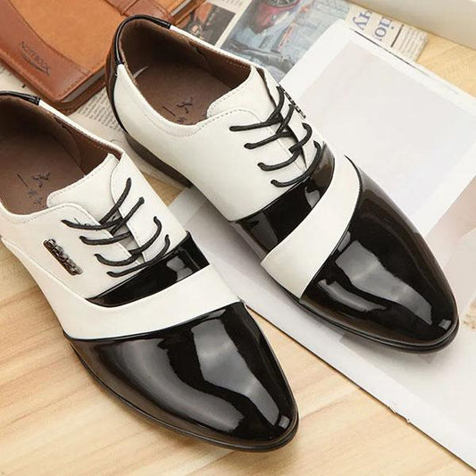 Korean Version Summer Men's White Lace-up Leather Shoes British Style Formal Business Pointed Shoes Trendy Wedding Shoes