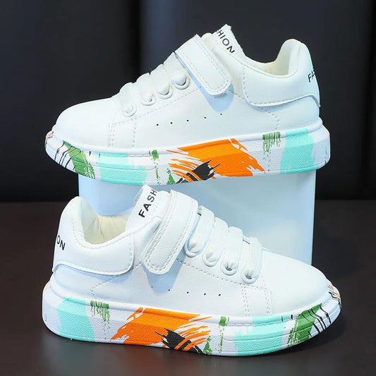 3-12 Children's Board Shoes Leather Baby Sports Shoes Spring and Autumn Girls Low-top Casual Shoes Boys Waterproof Single Shoes