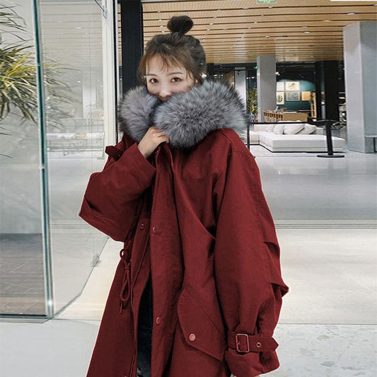 Parker Padded Jacket Women's Loose Tooling Plus Velvet Padded Padded Jacket