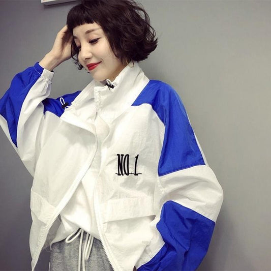 Loose All-match Sunscreen Sports Jacket Baseball Jacket Short Color-blocking Ultra-thin Breathable Jacket Women