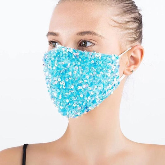 Women's Cotton Luxury Sequins Mask Windproof Dustproof Washable Mask Solid Color Shining Streetwear Face Mask Holiday Party Facial Masks Face Cover