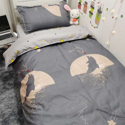Cartoon Bed Three-piece Set 1.2m Dormitory Bed Linen Quilt Cover Pillowcase Set Bedding