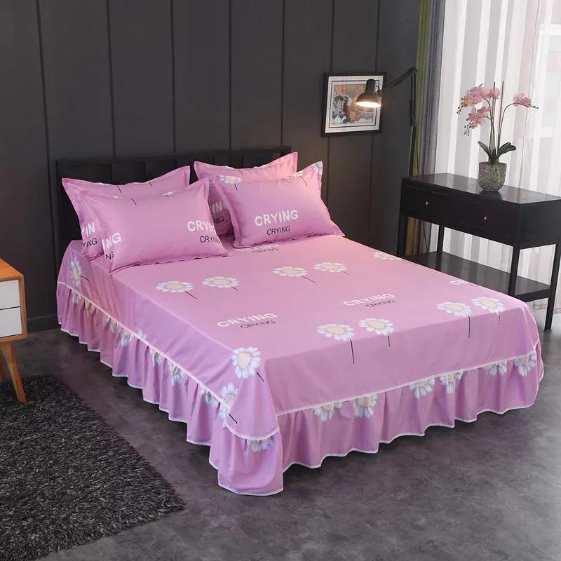 Cotton Mattress Cover Single-piece Korean Princess Print Simmons Non-slip Dustproof Protective Cover 1.5m
