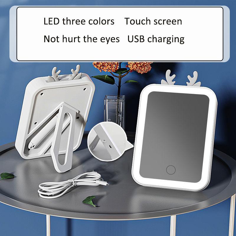 3-layer Lighting LED Makeup Mirror USB Touch Screen Foldable Portable Long-lasting Battery Life