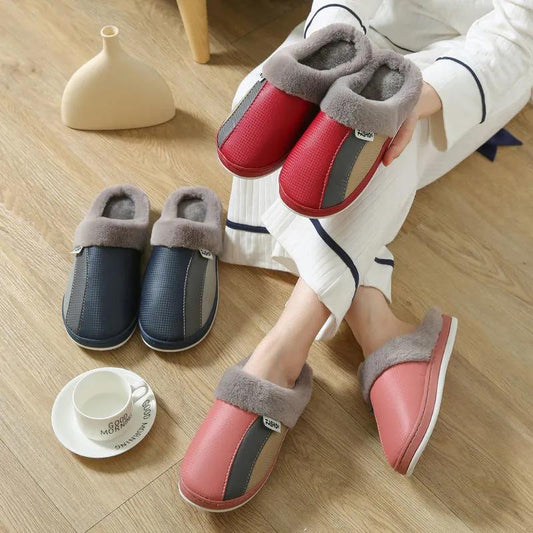 Winter Warm Cotton Slippers Women Men Home Shoes Simple Non-slip Indoor Slides Corduroy Couple Slipper Female Shoes