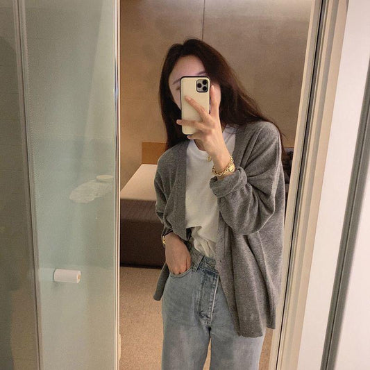 Spring and Autumn Knitted Sweater Loose Cardigan Top Fashion Casual Women's Jacket