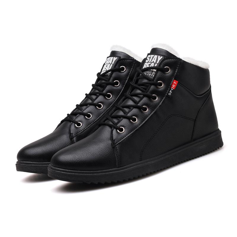 Outdooor Casual Men Cotton Boots Plus Velvet Warm Mid-top Shoes Men Boots Short Men Shoes