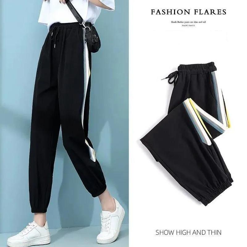 Ice Silk Quick-drying Sports Pants Women's Summer Thin Section Sunscreen Wild Thin Nine-point Beam Pants High Waist Loose Casual Pants