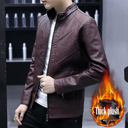 Men's Leather Jacket Men Motorcycle Jacket Plush Thicken Winter Coat Men Warm Leather Jackets