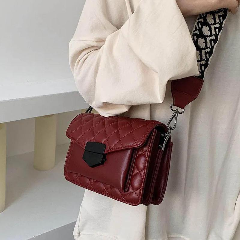 High Sense of Bag Ladies Trendy Fashion One Shoulder Wide Shoulder Strap Shang Lingge Messenger Bag