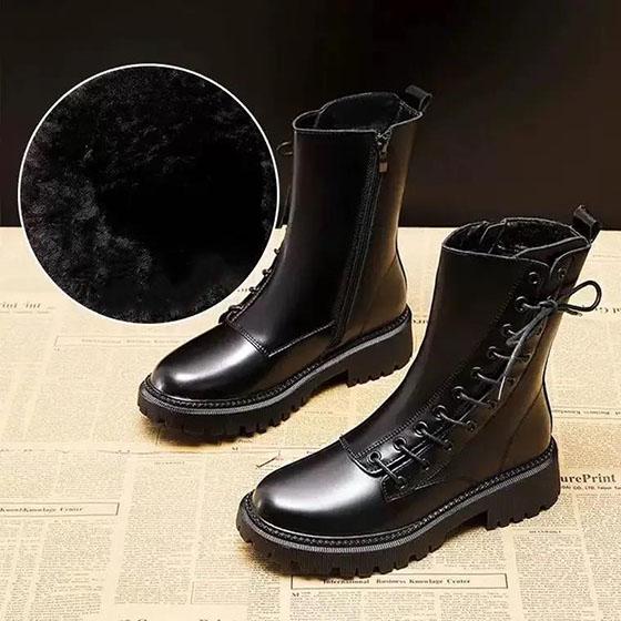 Girl's Martin Boots Winter Autumn Little Princess Plush Boots British Style Children Solid Color Casual Boots