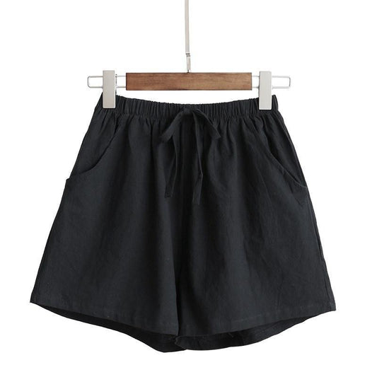 Cotton and Linen Casual Shorts Women's Large Size Wide-leg Pants Home Beach Pants Summer Loose Casual Sports Five-point Pants