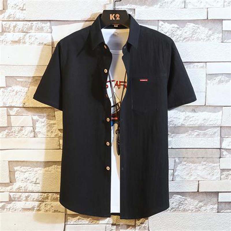 Men's Shirts Short-sleeved Summer Thin Casual Shirts Pure Cotton Trendy Slim Summer Shirt Jacket