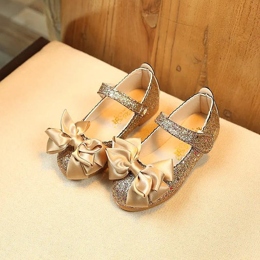 Kids Leather Shoes Girls Wedding Dress Shoes Children Princess Bowtie Dance Shoes for Girls Casual Shoes Flat Sandals