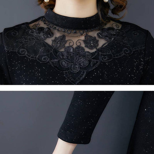 Lace Dress Solid Color Long Skirt Women's Clothes Waist Thinner Outer Wear Temperament A-line Skirt French Retro