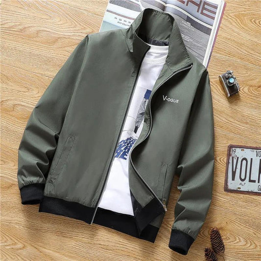 Men's Spring and Autumn Jacket Casual Men's Stand-up Collar Solid Color Casual Jacket Trend Men's Clothing