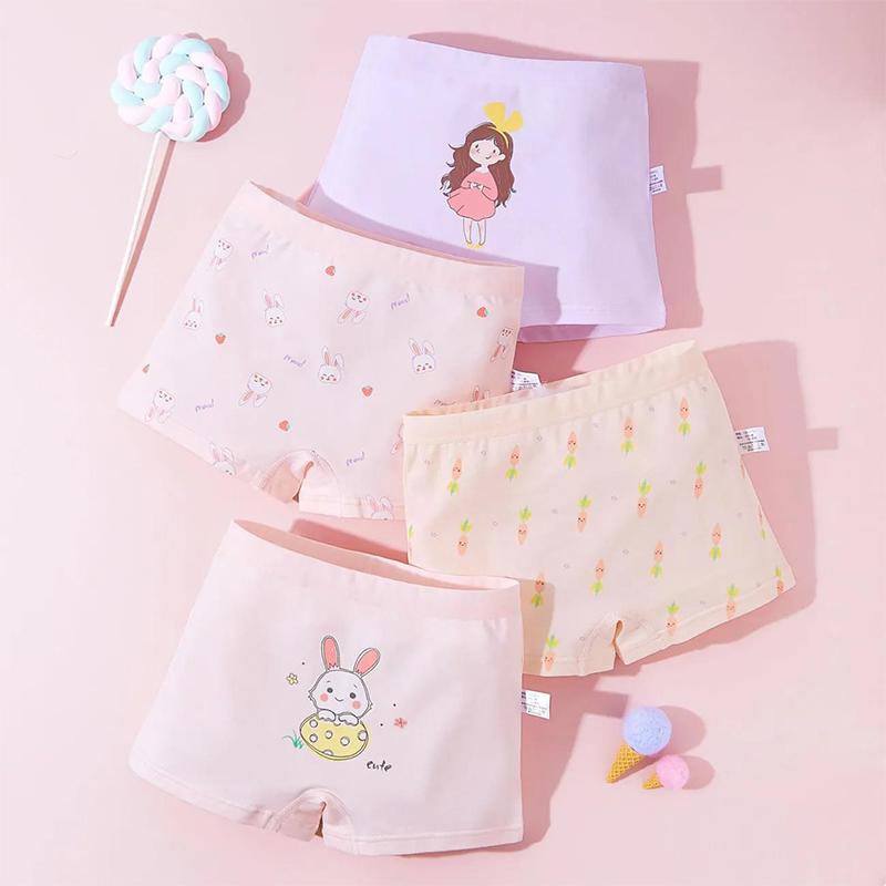 4Pcs Lot New Arrive Kids Underwear Cotton Baby Girl Panties Children's Briefs Cartoon Designs Shorts 2 To 10 Years
