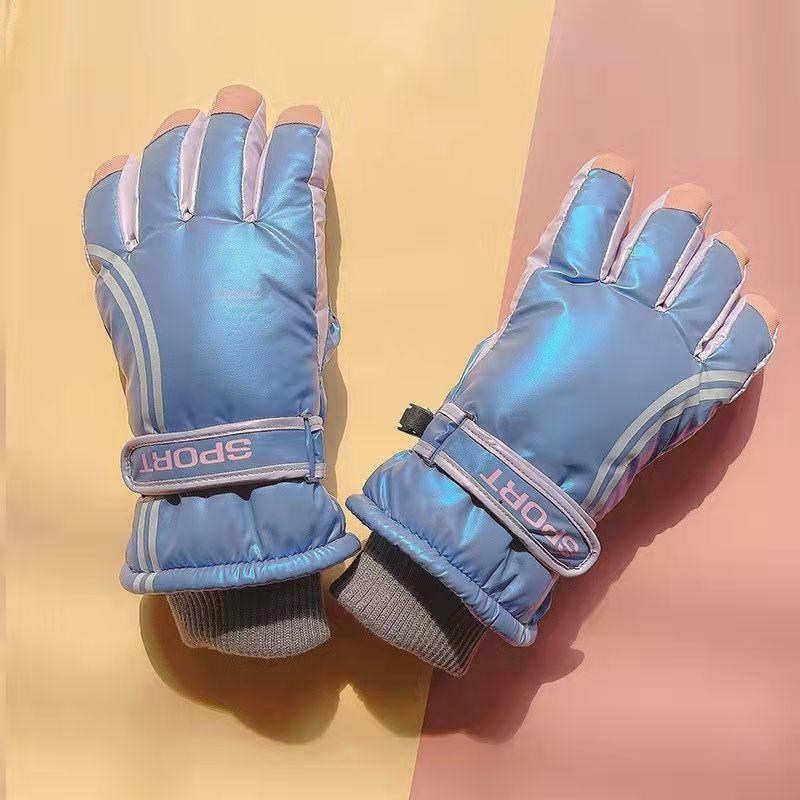 Female Winter Ski Gloves Touch Screen Plus Velvet Thick Warm Cute Student Mountaineering Waterproof and Windproof Riding Gloves Skateboard Gloves