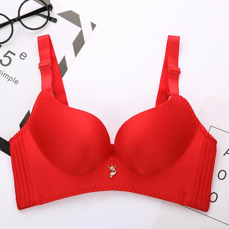 Sexy Solid Color Lace Girl Comfortable Beauty Back Without Rims Padded Gathered Bra