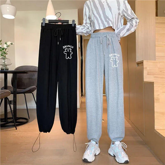 Hong Kong Style Printed Pants Female Students Korean Version Loose and Thin Feet Ins Trend Wild Spring and Summer Leisure Sports
