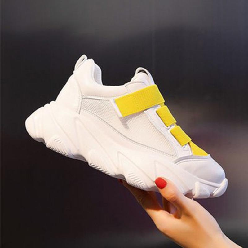 Trifle Small White Shoes Women Spring Summer Candy Color Velcro Mesh Breathable Sneakers Thick-soled Running Shoes