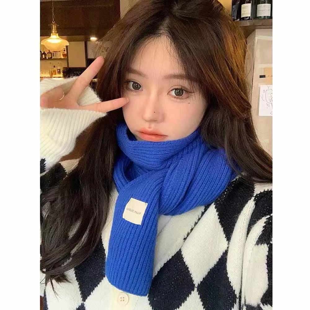 Women's Solid Color Woolen Scarf Warm Winter Knitted Scarf Korean Version of All-match Student Bib