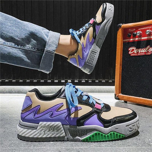 Canvas Shoes Men's Low-top Spring Harajuku Style Men's Shoes Ins Board Shoes Thick Bottom Color Matching Tide Shoes Summer
