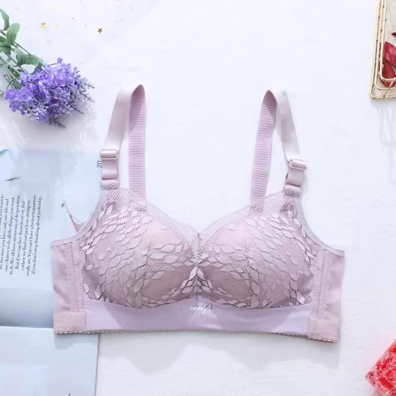 Sexy Lace Gathered No Steel Ring No Trace on The Collection Side Breast Women's Underwear Bra