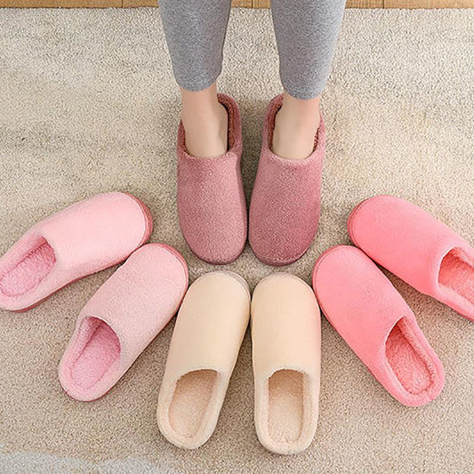 Winter Unisex's Cotton Slippers Non-slip Warm Couples Plus Velvet Thick Bottom Plush Slippers