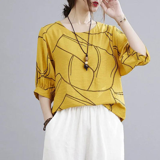 Women's Summer T-Shirt Large Size Loose Round Neck Short Sleeve Casual Top