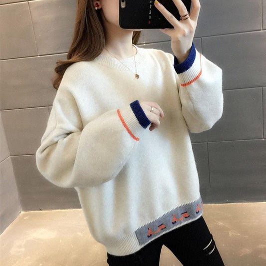 Autumn and Winter Loose Pullover Sweater Thick Short Knit Bottoming Shirt Fashion Casual Girl Sweater