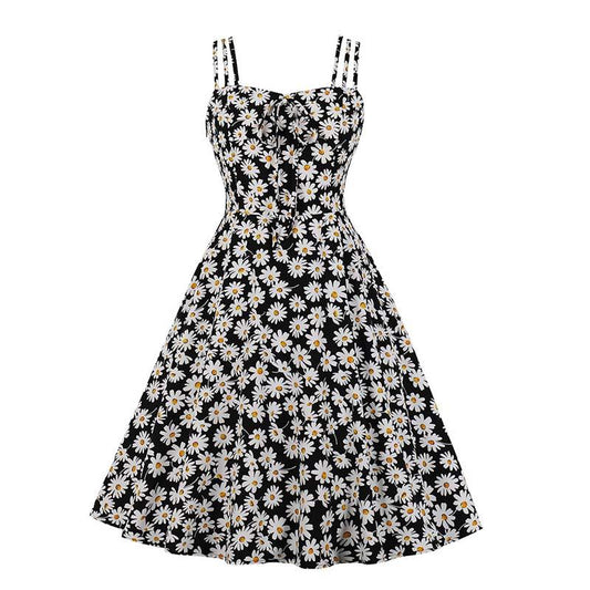 Ladies Floral Dress Summer Women's Sexy Holiday Large Skirt Sleeveless Sling Lace Short Dress