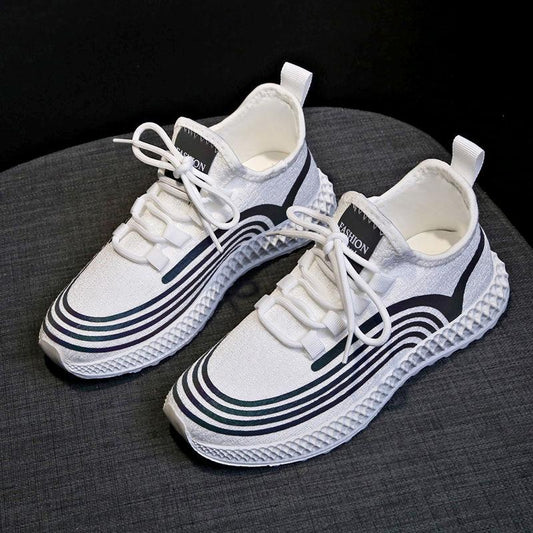 Reflective Flying Woven Sports Shoes Women Spring Summer All-match Breathable Casual Shoes Korean Student Net Shoes Women
