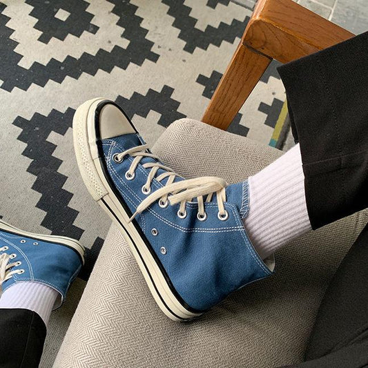 Fashion Men Canvas Shoes Trend Plat Shoes Comfortable Breathable High Quality Thick Bottom Vulcanized Shoes Men