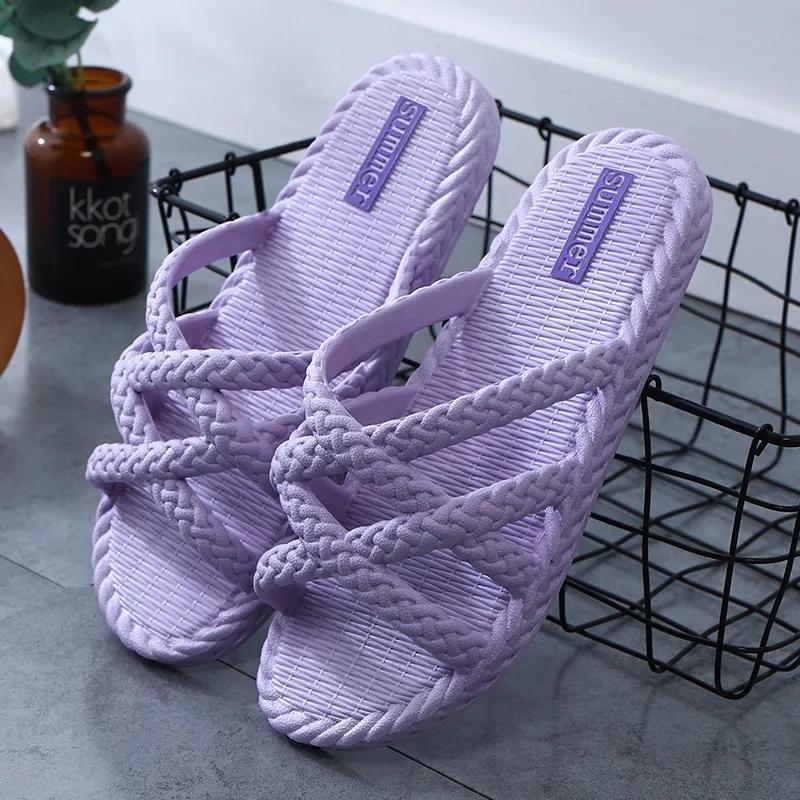 Women's Summer Slippers Soft Bottom Indoor Mute Non-slip Household Bathroom Slippers Large Size Deodorant Couple Slippers