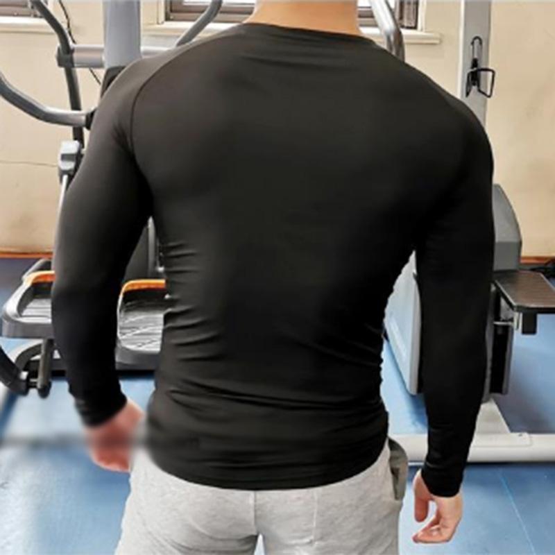 Men's Fitness Long-sleeved Quick-drying Running Sports T-shirt Muscle Training Sports Tights Solid Color Base