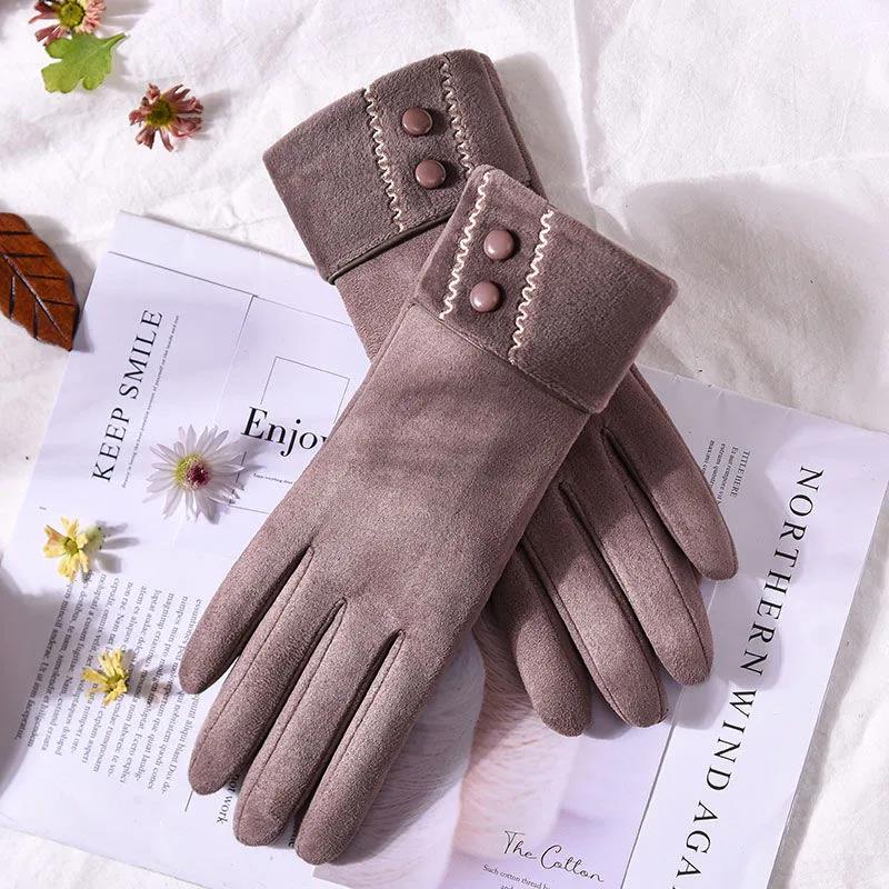 Gloves Women's Autumn and Winter Warm German Velvet Fashion Cute Cycling Touch Screen Plush Decoration