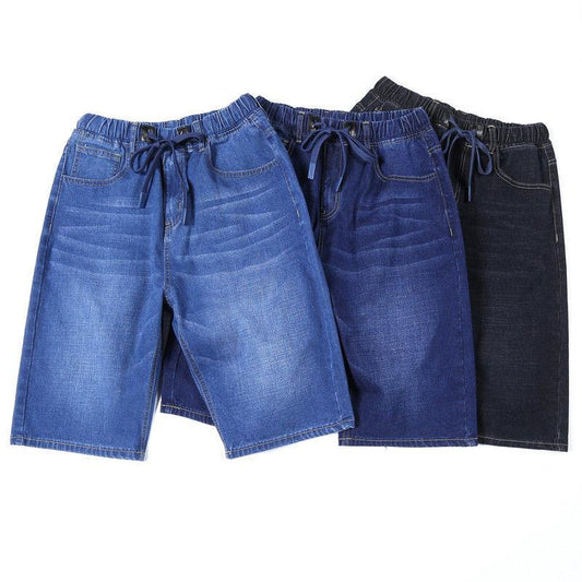 Summer Thin Plus Fat Plus Denim Shorts Men's Loose Jeans Large Size Straight Five-point Pants
