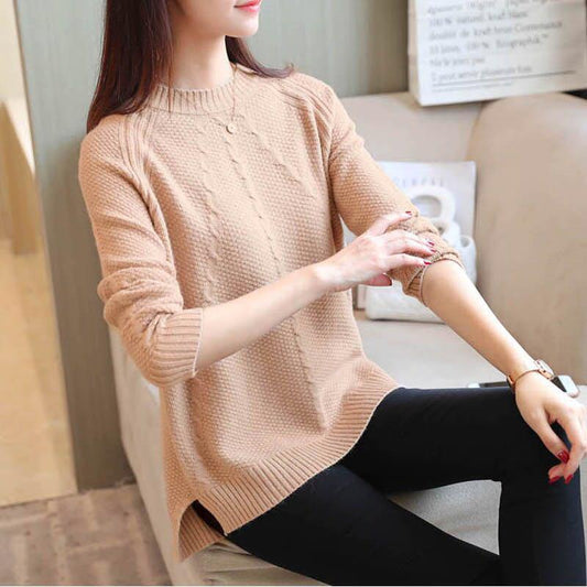 Knitted Sweater Fashion Long Sweaters Tops Women's Casual Crochet Turtlenecks