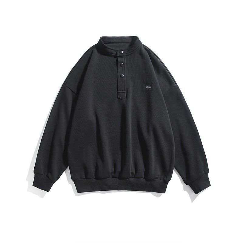 Winter Stand-up Collar Warm and Comfortable Sweater Men's Long-sleeved Casual Hoodless Jacket All-match Solid Color Top