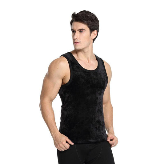 Men Winter Autumn Plus Velvet Thicken Thermal Vest Tight High Elasticity Wearable Comfortable Versatile Soft Lining O-neck Spring Clothes Breathable