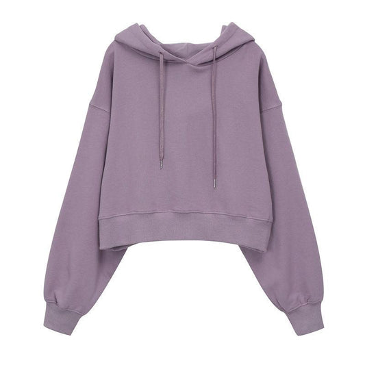 Sweatshirt Women's Short Loose Korean Style Spring and Autumn Hooded Pullover Top