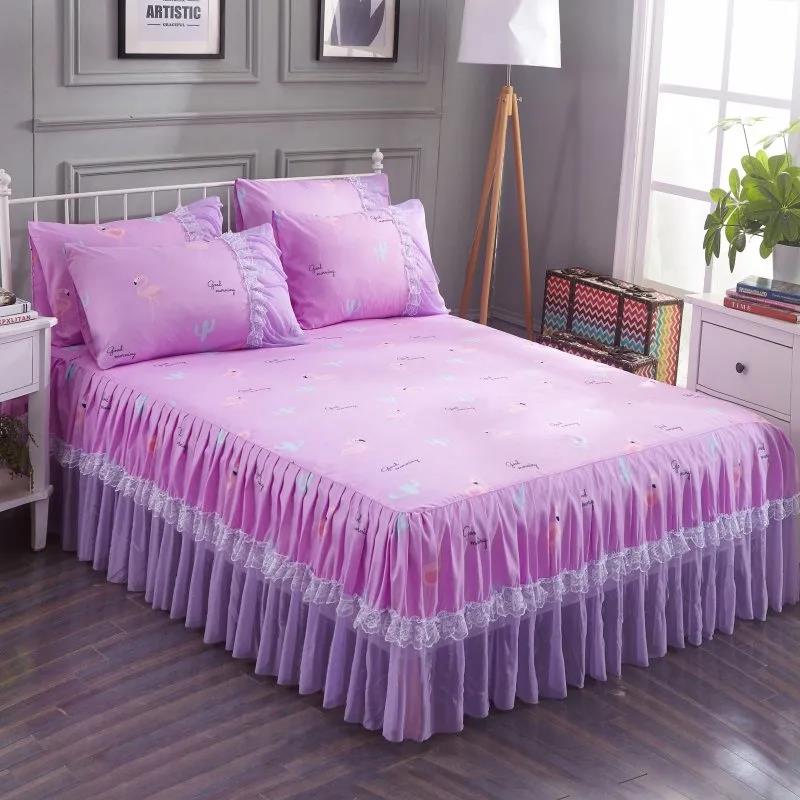 Summer Lace Bed Skirt Single-piece Korean Princess Style Lace Solid Color Bed Cover Bed Cover 1.2m 1.5m1.8m Bed