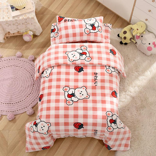 Children's Bedding Set Milk Velvet Quilt Cover Pillowcase Bed Sheet Quilt Cover Cartoon