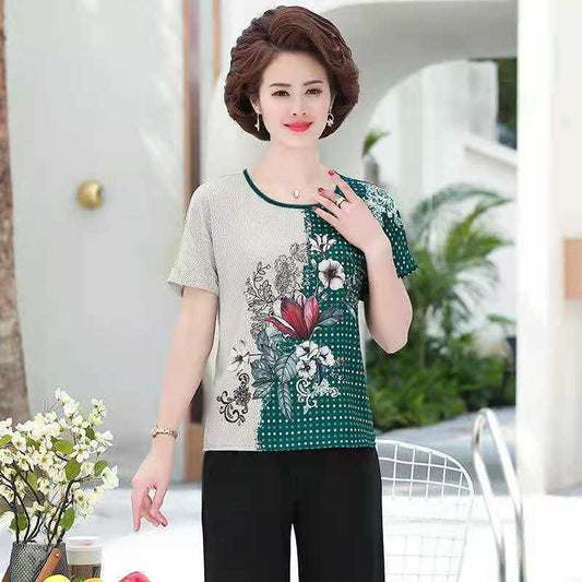 Ice Silk Top Women's T-shirt Plus Size Women's Spring and Summer Bottoming Shirt Women Loose and Thin Casual T-shirt