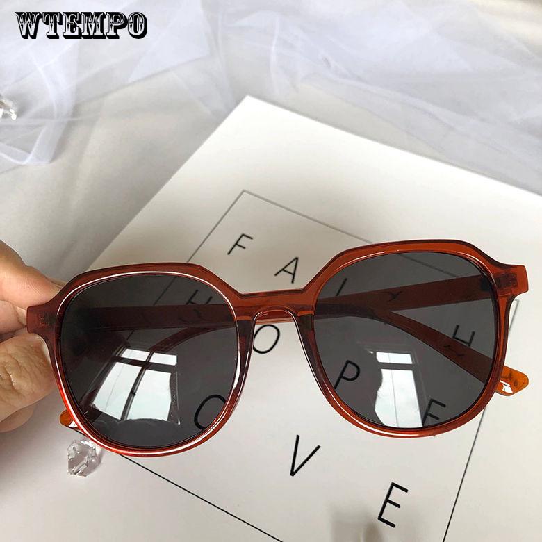 WTEMPO Sunglasses Female Retro Harajuku Style Sunglasses Female Round Face UV Protection
