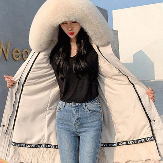 Fashion Trend To Overcome The Winter Jacket Women's Mid-length Detachable Fox Fur Liner Real Fur Warm Coat