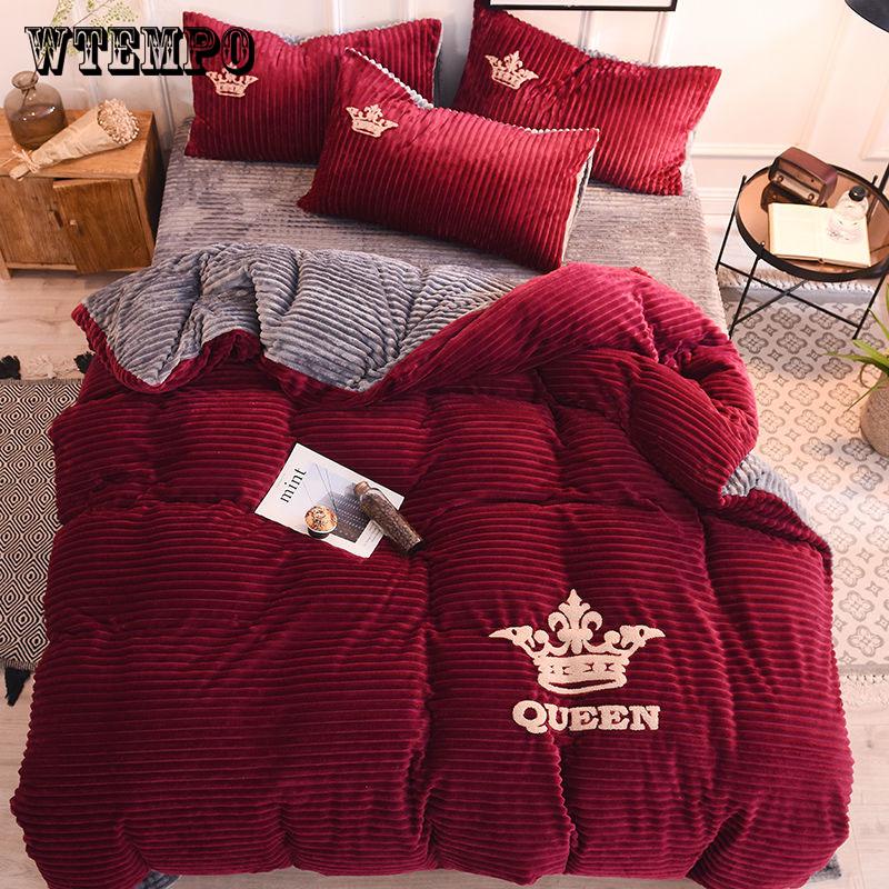 4pcs Bedding Sets Home Living High Quality Winter Fleece Duvet Cover Set Plush Bed Sheet