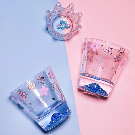 Japanese Mount Fuji Cup Cherry Blossom Couple Glass Net Red Ins Water Cup Creative Girl Heart Pink Cute Cup