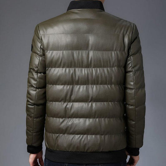 Down Coat Autumn and Winter Coats for Young and Middle-aged Men Thick Padded Jacket Men's Short Coat Plus Velvet Slim Cotton Coat